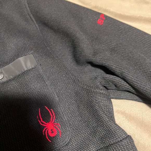 Spyder Black Quarter Zip with Red Details Size Medium - Picture 3 of 6